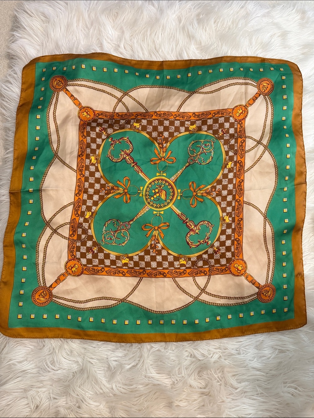 Unbranded, Green & Camel Printed Women's Neck Scarf